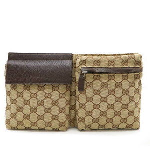 Gucci GG canvas body bag waist pouch hip Khaki Green beige Black